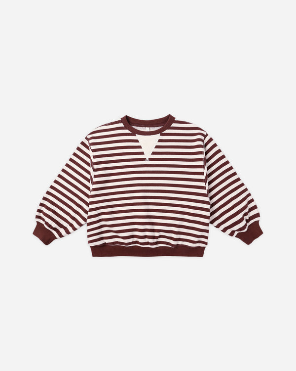 rylee cru Oversized Crew Burgundy Stripe