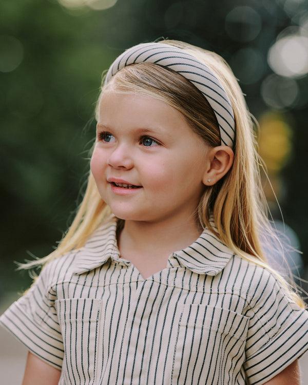 Rylee Cru Padded Headband Navy Pinstripe