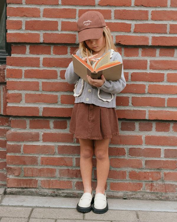 Rylee Cru Pleated Denim Skirt Washed Brown