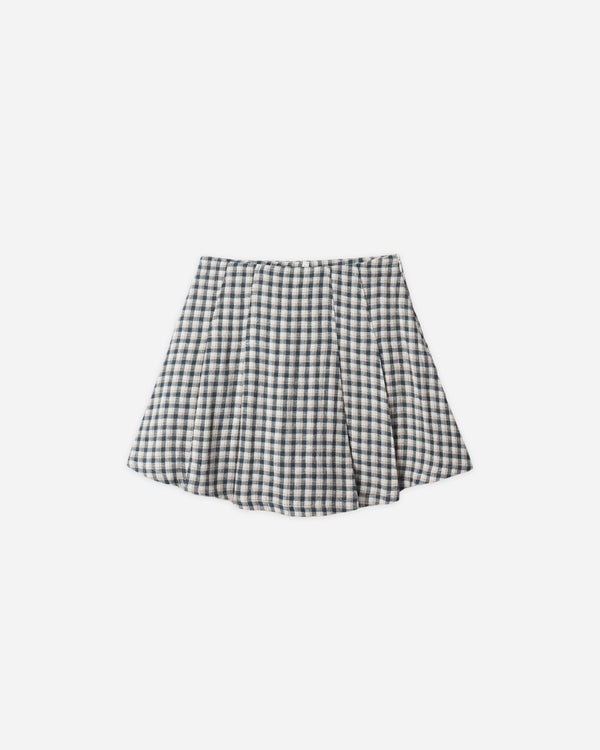 rylee cru Pleated Mini Skirt Navy Check