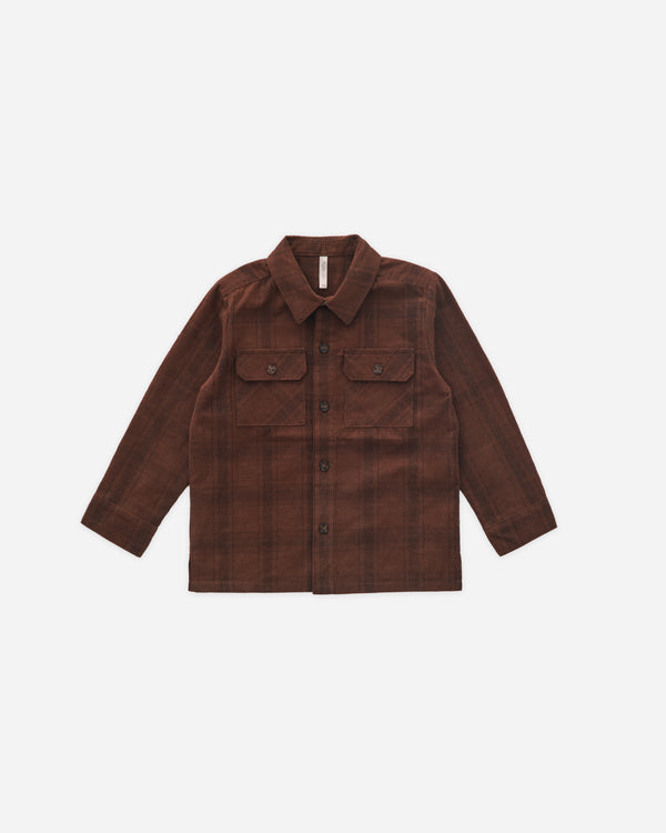 rylee cru Pocketed Corduroy Shirt Brown Plaid
