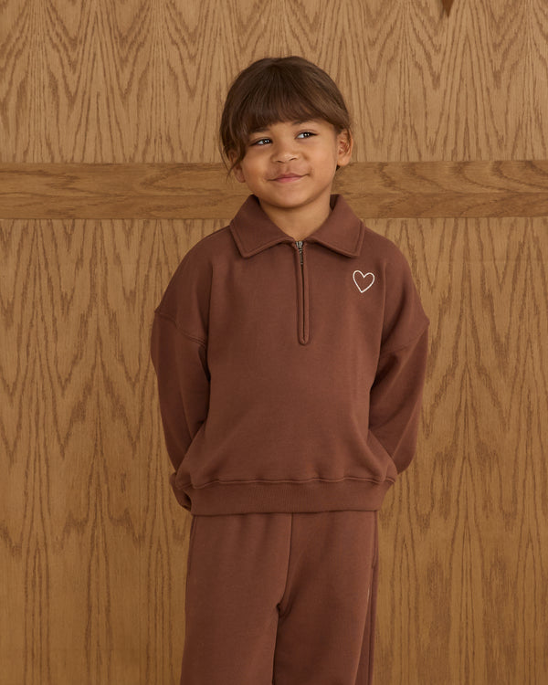 Rylee Cru Quarter Zip Sweatshirt Brown