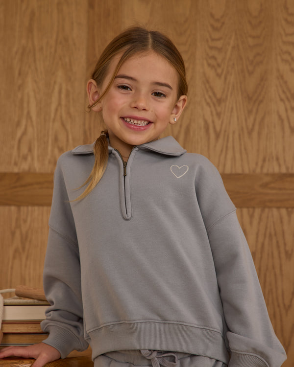 Rylee Cru Quarter Zip Sweatshirt Dusty Blue