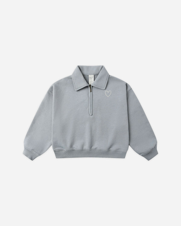 rylee cru Quarter Zip Sweatshirt Dusty Blue