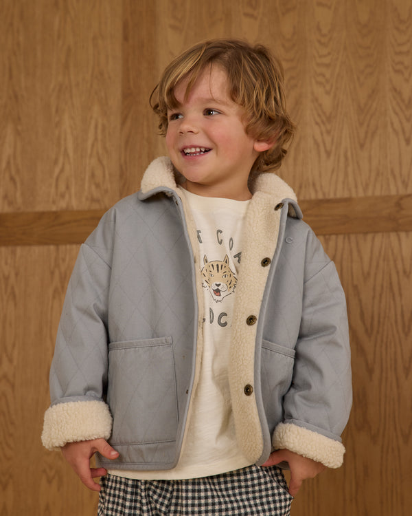 Rylee Cru Quilted Winter Coat Dusty Blue