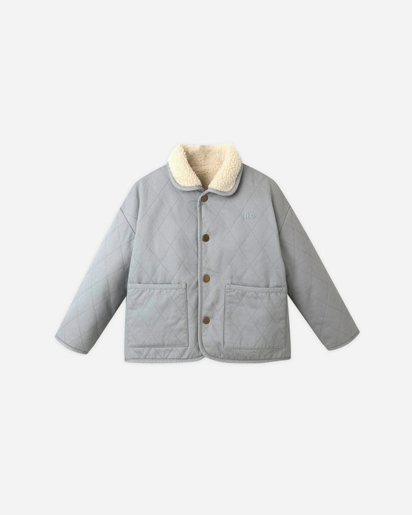 rylee cru Quilted Winter Coat Dusty Blue