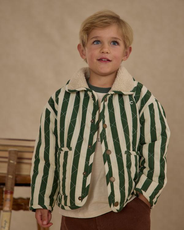 Rylee Cru Quilted Winter Coat Green Stripe