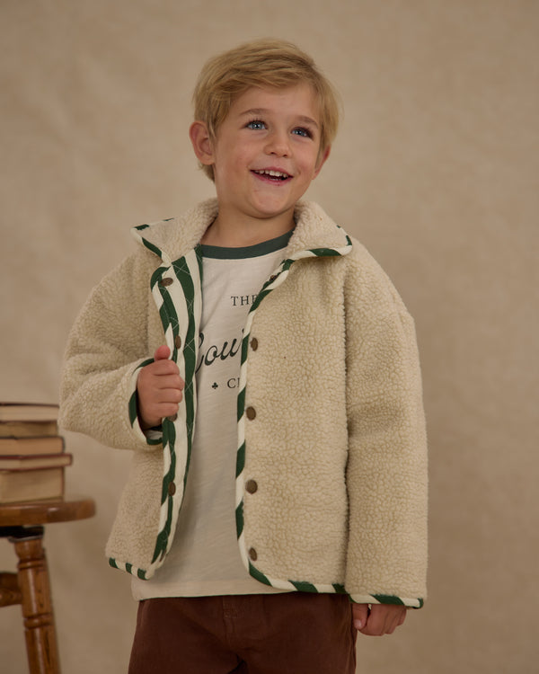 Rylee Cru Quilted Winter Coat Green Stripe