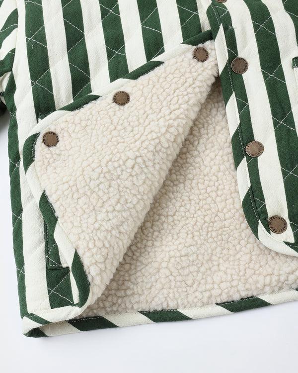 Rylee Cru Quilted Winter Coat Green Stripe