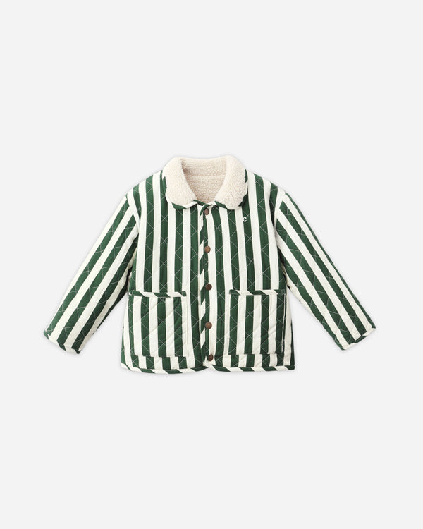 rylee cru Quilted Winter Coat Green Stripe
