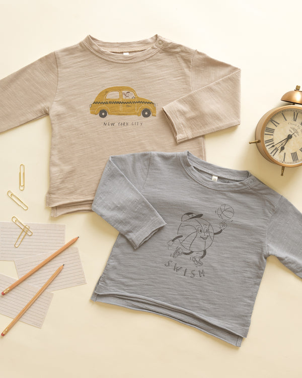 Rylee Cru Raw Edge Long Sleeve Tee Taxi