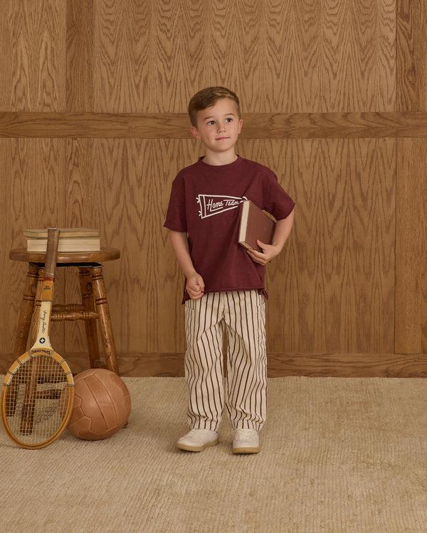 Rylee Cru Relaxed Cargo Pant Burgundy Pinstripe