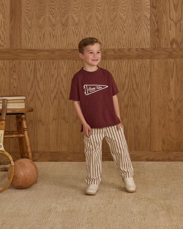 Rylee Cru Relaxed Cargo Pant Burgundy Pinstripe