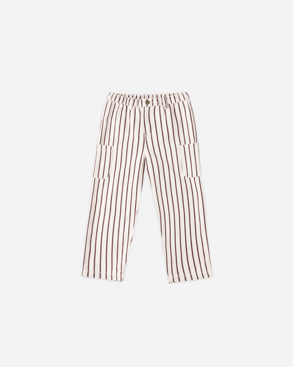rylee cru Relaxed Cargo Pant Burgundy Pinstripe