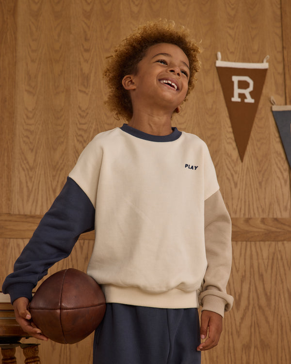 Rylee Cru Relaxed Sweatshirt Navy Color Block