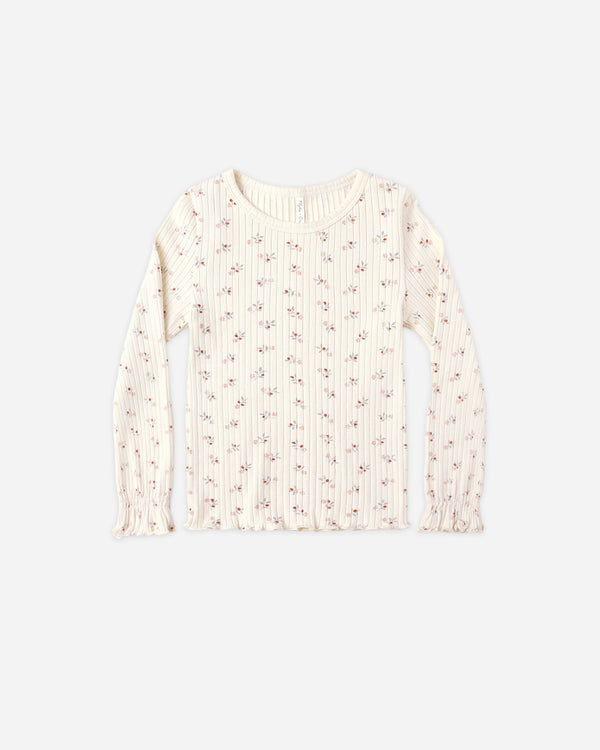 rylee cru Ribbed Long Sleeve Top Natural Ditsy