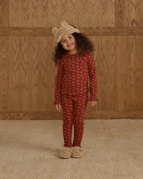 Rylee Cru Ribbed Long Sleeve Top Ruby Ditsy