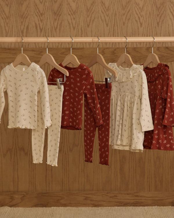 Rylee Cru Ribbed Long Sleeve Top Ruby Ditsy