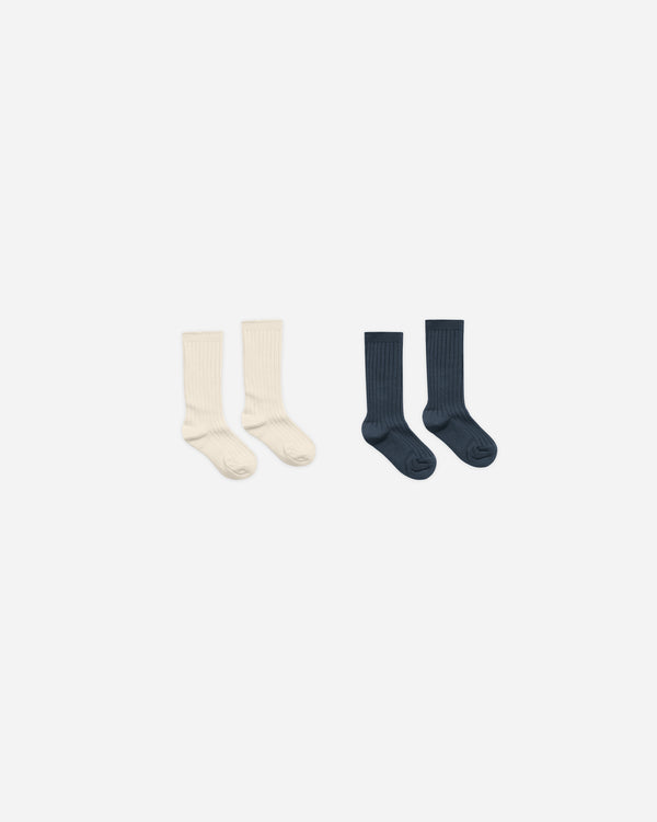 rylee cru Ribbed Socks Natural Navy