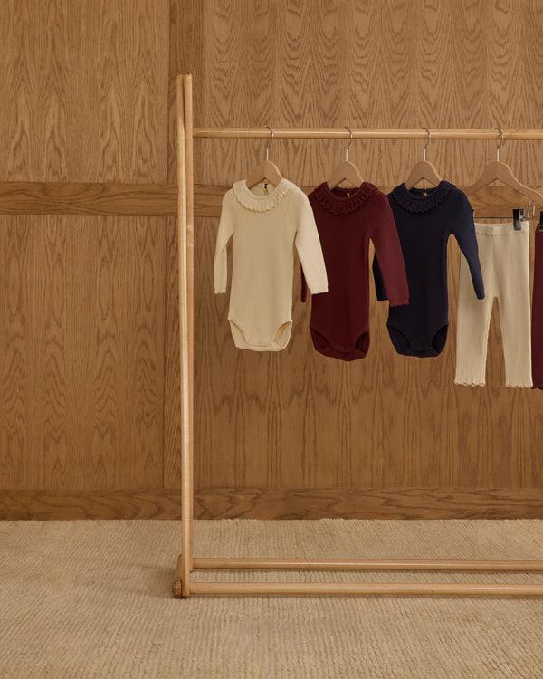 Rylee Cru Ruffle Collar Bodysuit Burgundy