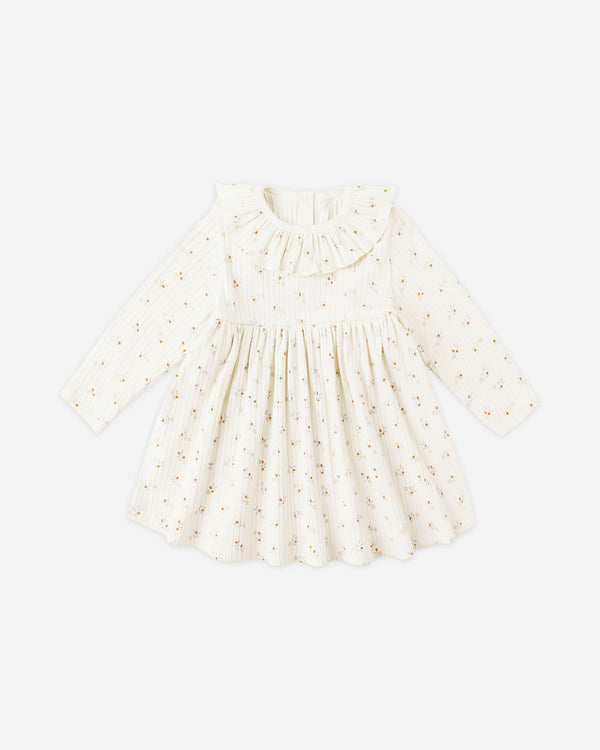 rylee cru Ruffle Collar Dress Natural Ditsy