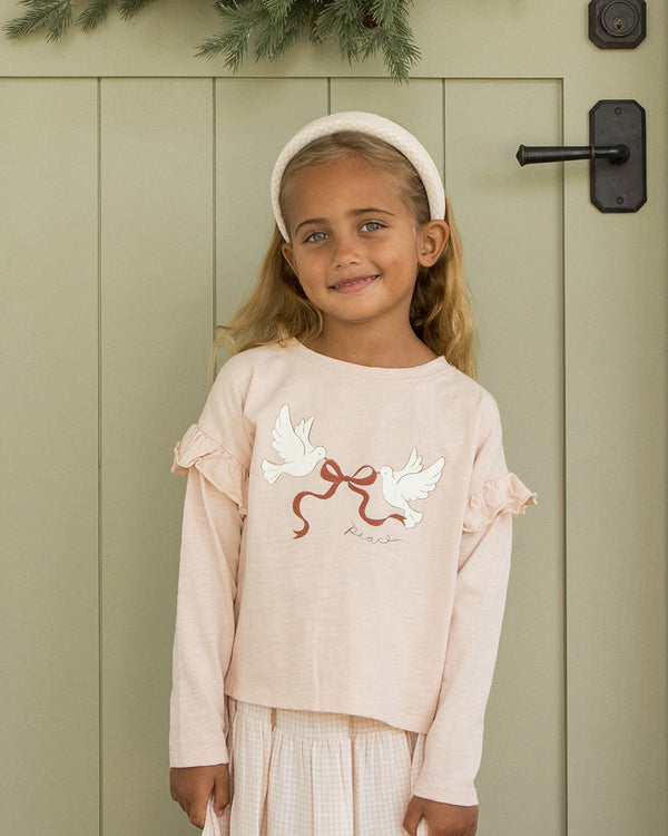 Rylee Cru Ruffle Long Sleeve Tee Peace
