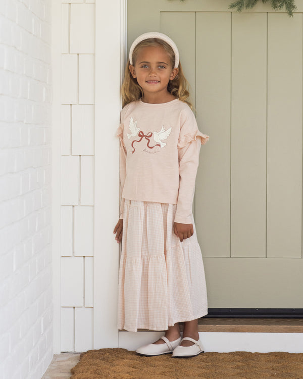 Rylee Cru Ruffle Long Sleeve Tee Peace
