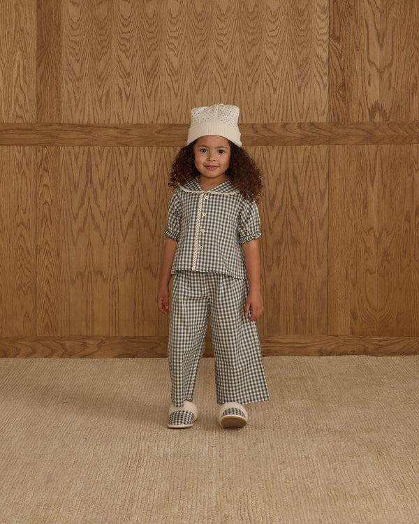 Rylee Cru Ruffle Pajamas Evergreen Gingham