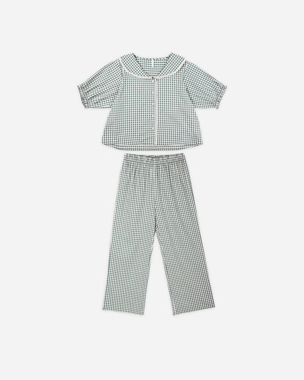 rylee cru Ruffle Pajamas Evergreen Gingham