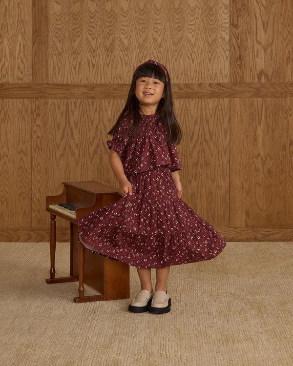 Rylee Cru Ruffle Tiered Midi Skirt Harvest Berry