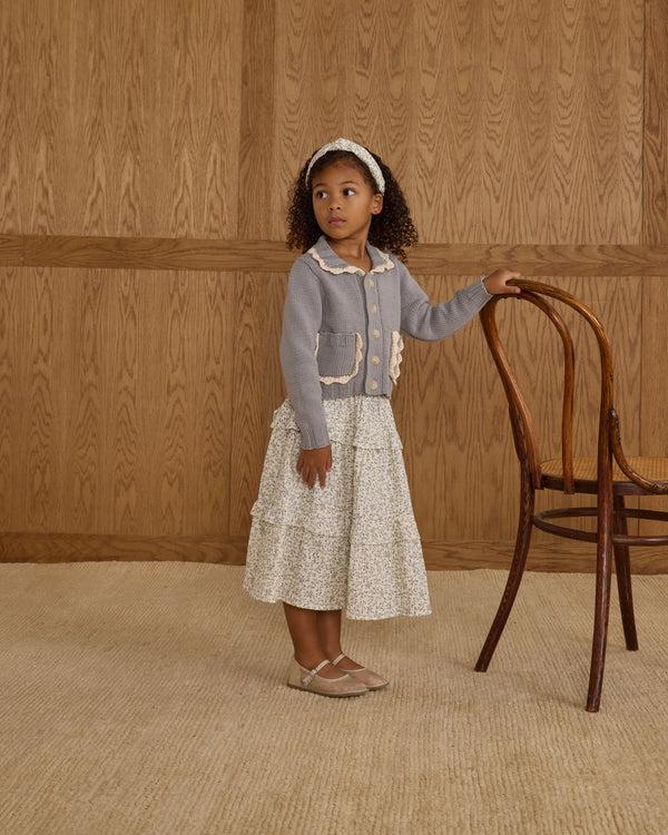 Rylee Cru Ruffled Midi Skirt Blue Vines