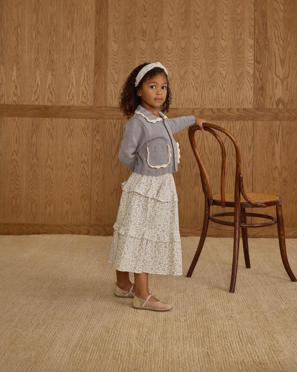 Rylee Cru Ruffled Midi Skirt Blue Vines