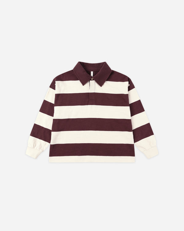 rylee cru Rugby Polo Burgundy Stripe