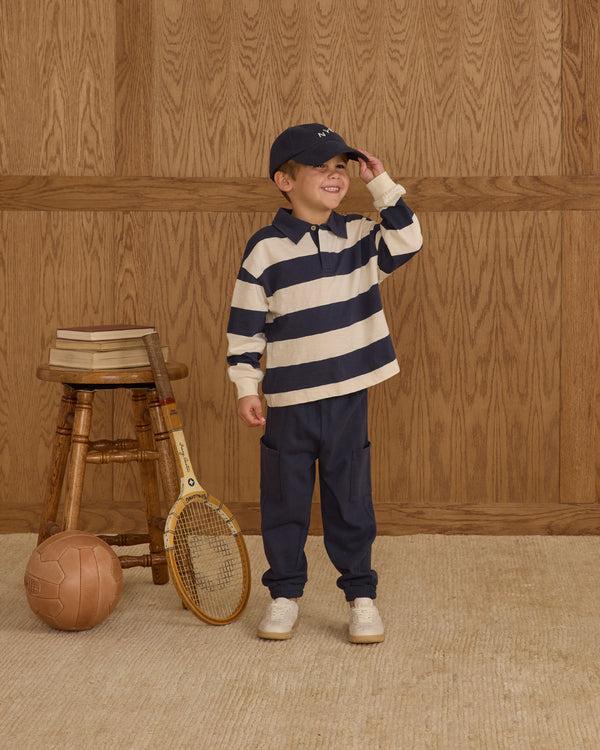 Rylee Cru Rugby Polo Navy Stripe