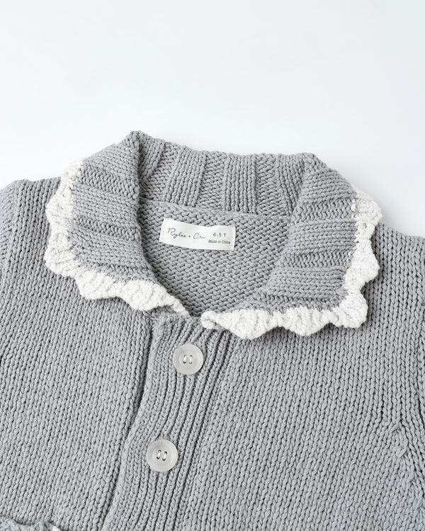 Rylee Cru Scallop Cardigan Dusty Blue