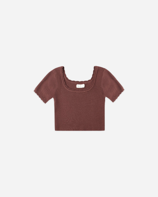 rylee cru Scallop Tee Burgundy