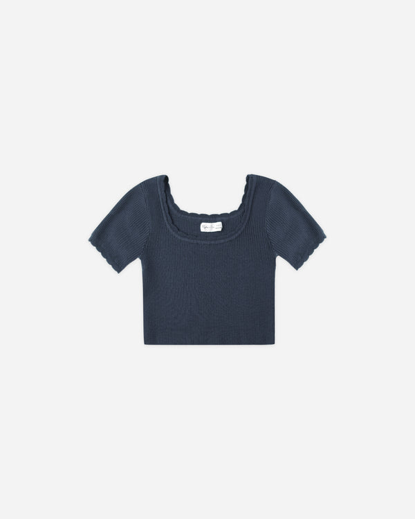 rylee cru Scallop Tee Navy