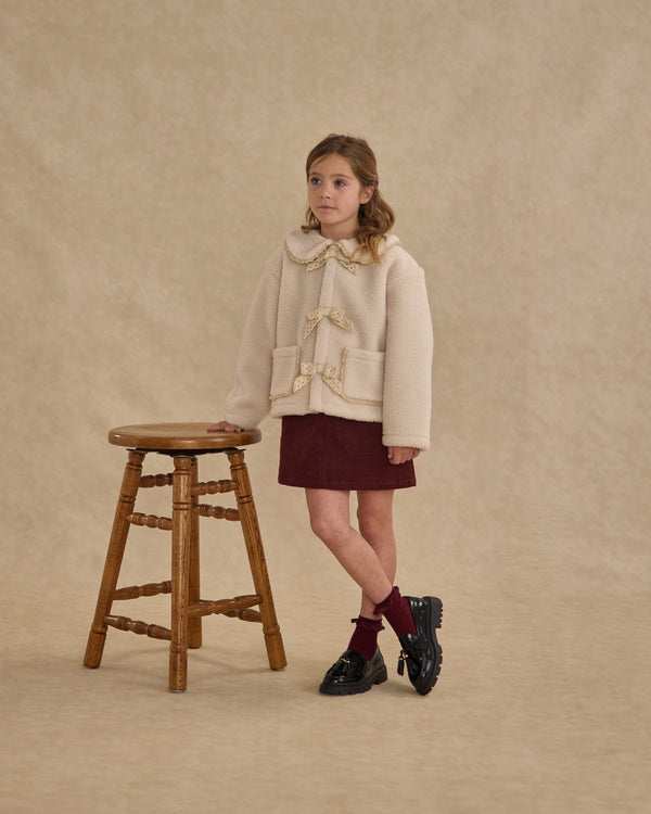 Rylee Cru Shearling Collared Coat Natural