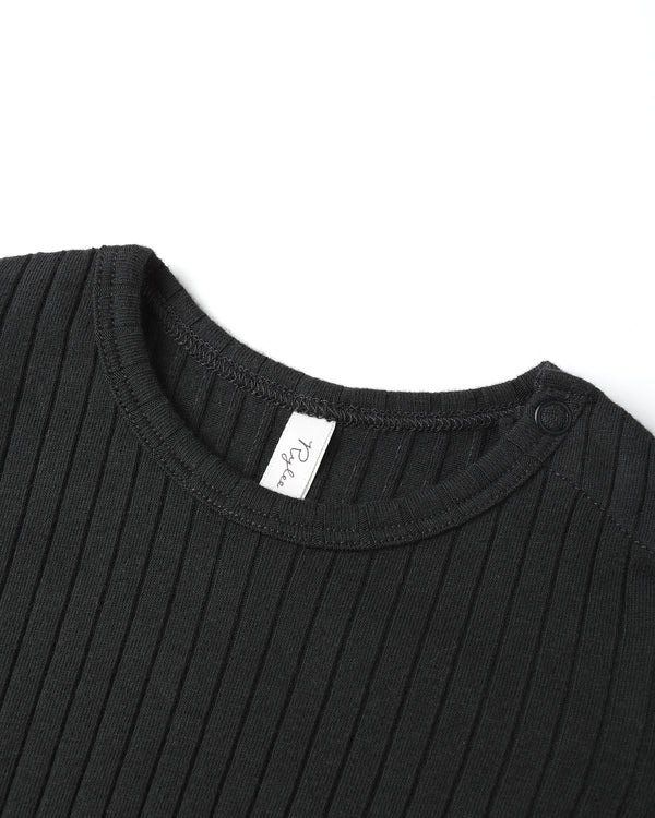 Rylee Cru Shoulder Ruffle Bodysuit Black