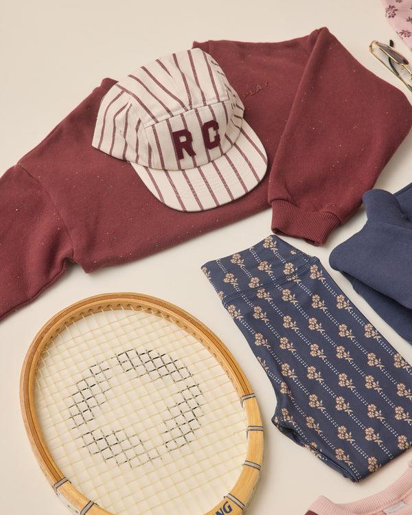 Rylee Cru Skater Hat Burgundy Pinstripe