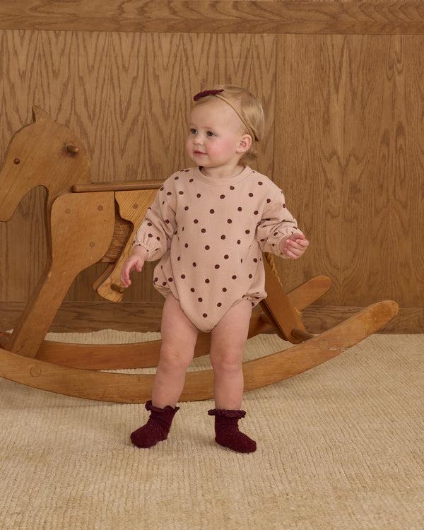 Rylee Cru Spongey Knit Romper Polka Dots