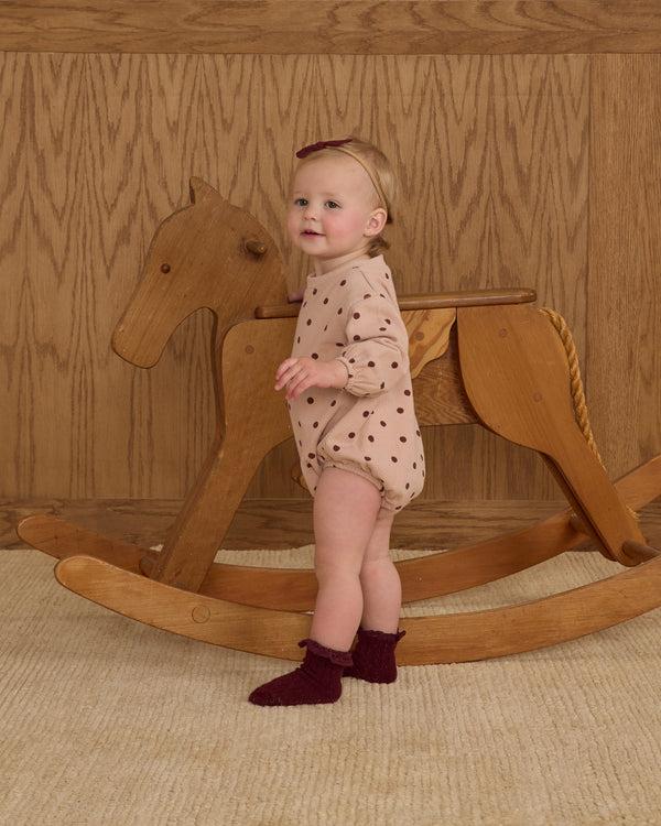 Rylee Cru Spongey Knit Romper Polka Dots