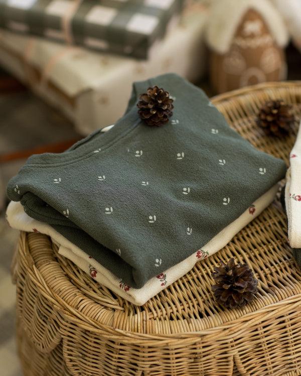 Rylee Cru Spongey Knit Set Evergreen Ditsy