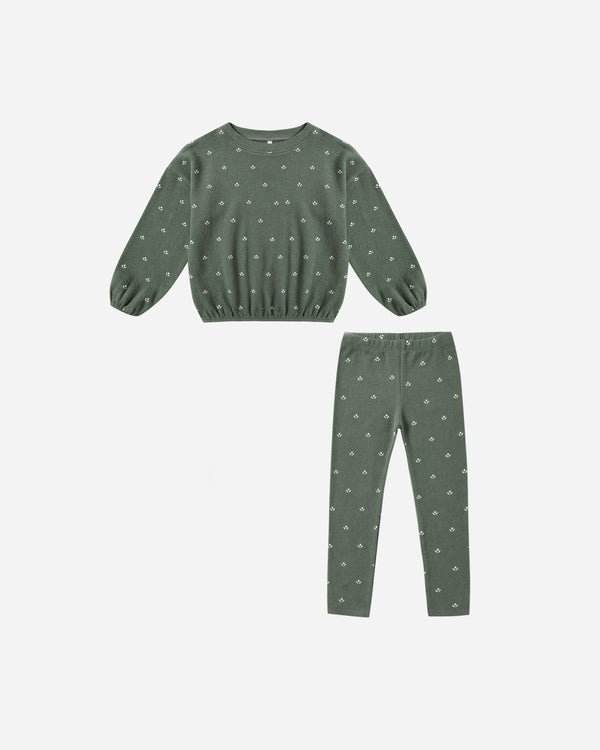 rylee cru Spongey Knit Set Evergreen Ditsy