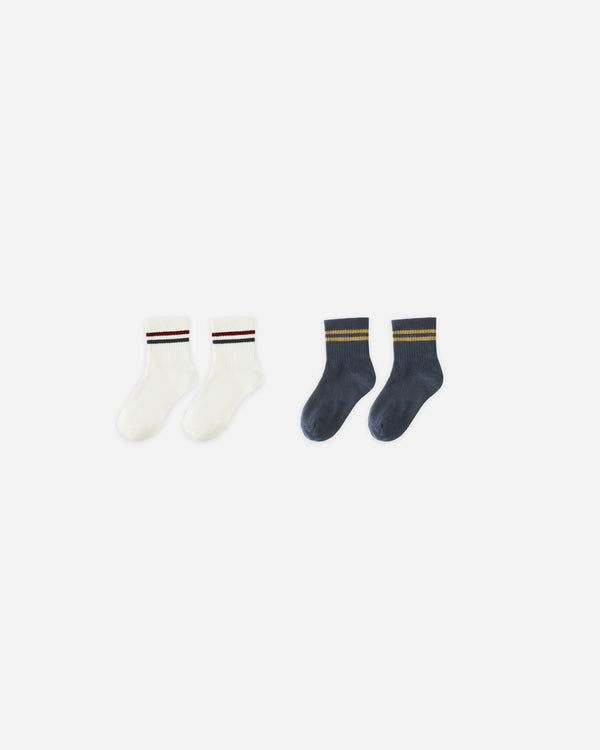 rylee cru Stripe Socks 2-pack Ivory Navy