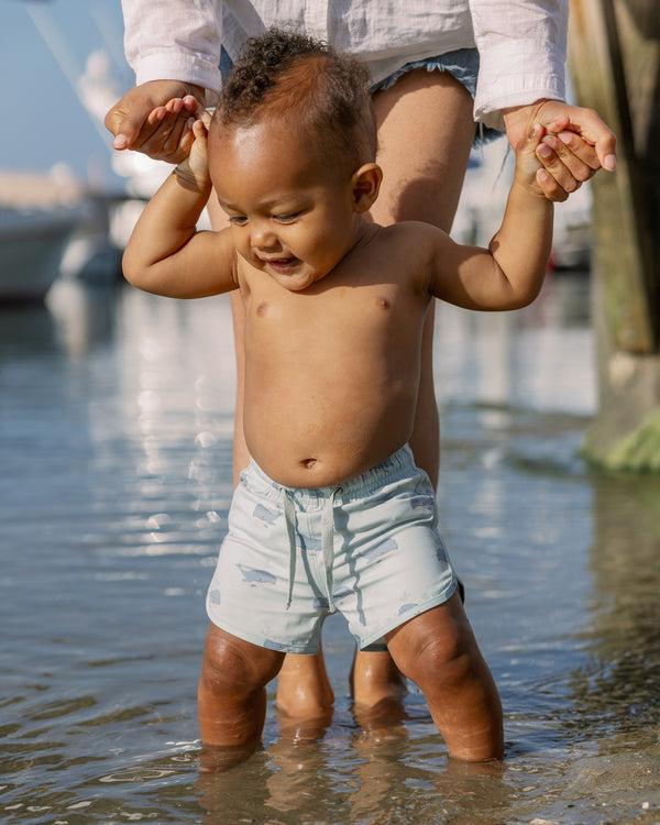 Rylee Cru Swim Trunk Whales