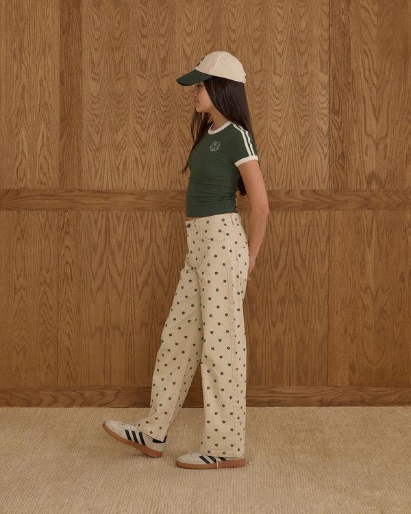 Rylee Cru Teen Baggy Wide Leg Denim Mini Daisy