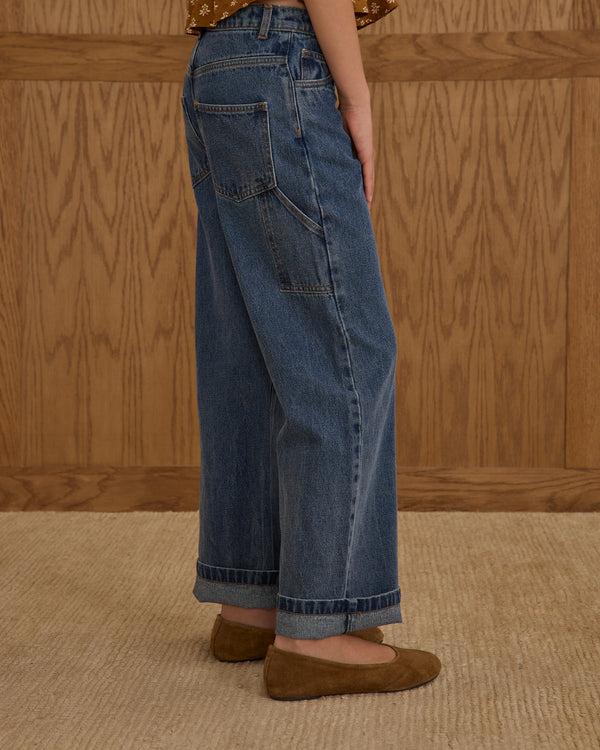 Rylee Cru Teen Baggy Wide Leg Pant Indigo Denim
