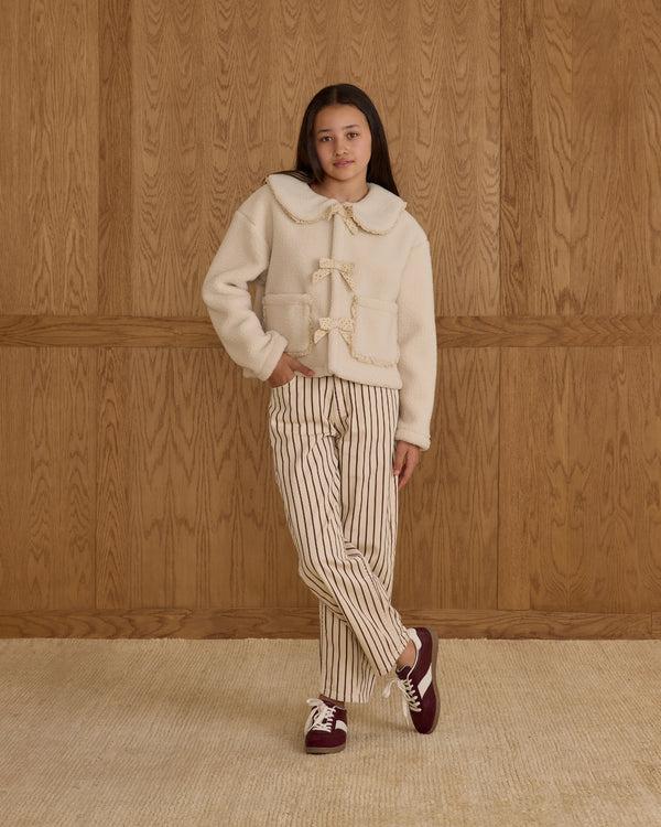 Rylee Cru Teen Barrel Pant Burgundy Pinstripe