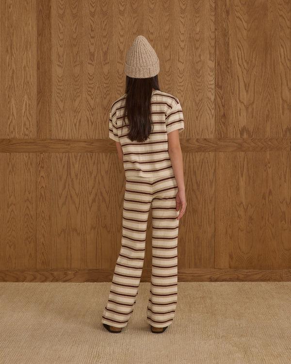 Rylee Cru Teen Boxy Crop Knit Tee Burgundy Stripe